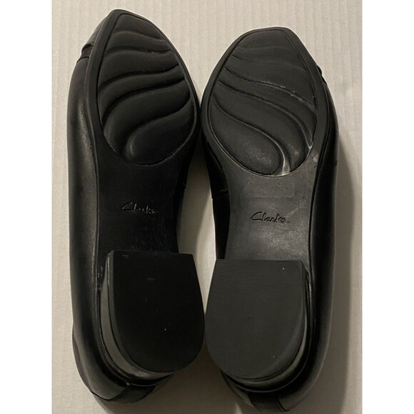 Clarks Collection Juliet Monte  Size 8 Black Leather Ballet Flat Shoes Flats - Picture 8 of 12